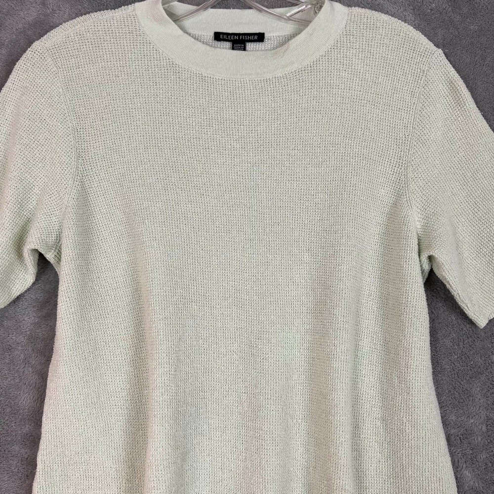 Eileen Fisher Knit TShirt Womens S Sage Green Organic‎ Linen Lightweight - Picture 2 of 10